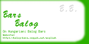 bars balog business card